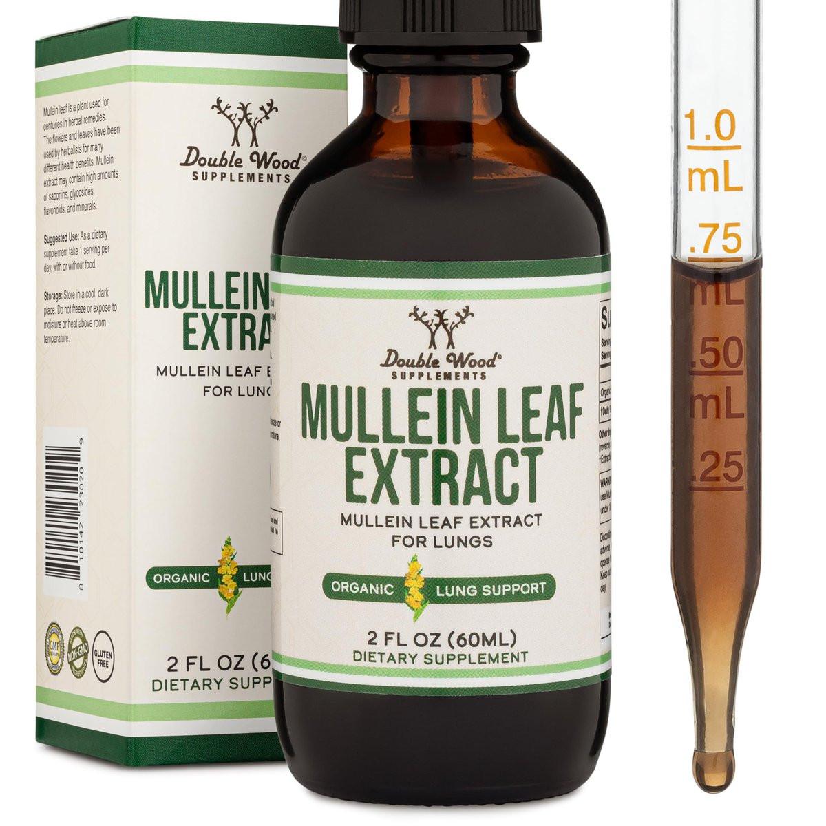Double Wood Supplements Mullein Leaf Drops for Lungs, 2 FL OZ (60 Servings) – Supports Lung & Respiratory Health (Better Absorbed Than Capsules) - görsel 1