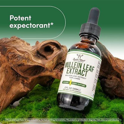 Double Wood Supplements Mullein Leaf Drops for Lungs, 2 FL OZ (60 Servings) – Supports Lung & Respiratory Health (Better Absorbed Than Capsules)