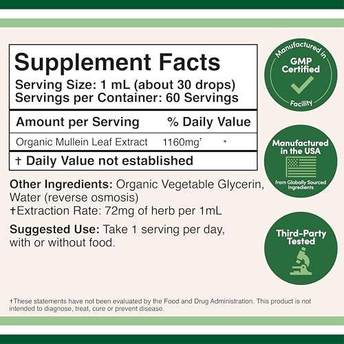 Double Wood Supplements Mullein Leaf Drops for Lungs, 2 FL OZ (60 Servings) – Supports Lung & Respiratory Health (Better Absorbed Than Capsules) - görsel 4