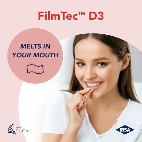 Ibsa FilmTec D3 - Dietary Supplement – 2000 IU Vitamin D3-30 Oral Dissolving Films for Immediate Release and Tolerability - Gluten-Free, Lactose-Free, Sugar-Free, Non-GMO - görsel 10
