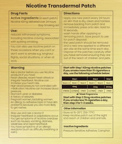 Biovikoting Nicotine Patches, Stop Smoking Patch 42mg Upgrade Strength, Stop Smoking Aids that Work, Organic Transdermal System Patches, parches para dejar de fumar cigarro, 14 Count - görsel 1