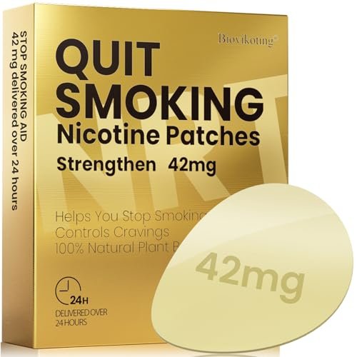 Biovikoting Nicotine Patches, Stop Smoking Patch 42mg Upgrade Strength, Stop Smoking Aids that Work, Organic Transdermal System Patches, parches para dejar de fumar cigarro, 14 Count - görsel 5