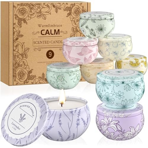 WarmEmbrace Scented Candles, Candle Set of 9, Long-Lasting Candles for Women, Candle Present Set for Birthday, Valentine's Day Scented Candles for Her - görsel 7