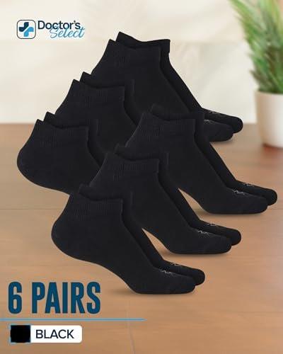 Doctor's Select Viscose Bamboo Ankle Diabetic Socks for Women and Men - 6 Pairs | Diabetic Socks for Men 9-12 | Mens Diabetic Socks | Neuropathy Socks for Women | Non Binding Socks | Black - görsel 12