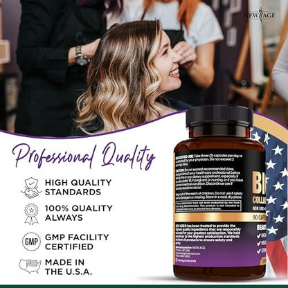 NEW AGE Biotin Collagen Keratin Hyaluronic Acid - 50,000mcg Hair Growth Vitamins for Men and Women, Nails, Hair, Skin Vitamins and DHT Blocker with Vitamin E Folic Acid Pumpkin Seed MSM - 90 Count