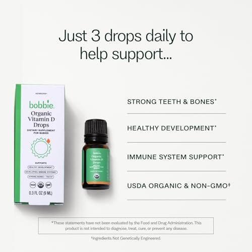 Bobbie Organic Baby Vitamin D Drops, Daily Liquid Supplement to Support Development, Immune Health and Strong Teeth and Bones in Newborn Babies and Infants, Vegan, Infant Vitamin D, 400 IU, 0.3 fl oz - görsel 7