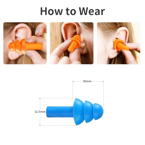 VoMii Silicone Earplugs for Swimming, Sleeping, Snoring, Work, Concerts - Noise Cancelling, Reusable Ear Protection, 8 Pairs - görsel 6
