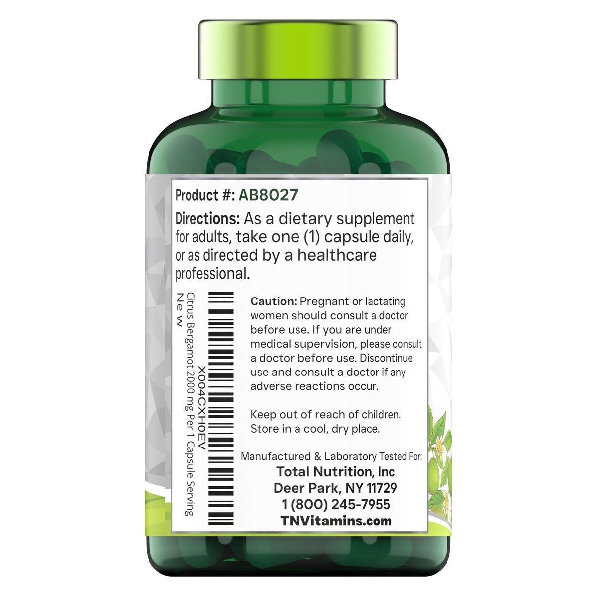 tnvitamins Citrus Bergamot 2000mg - 180 Capsules | Ultra Potent Citrus Bergamot Supplement 2000 mg Per 1 Capsule Serving | 6 Month Supply! | Non-GMO | Made in The USA! - görsel 7