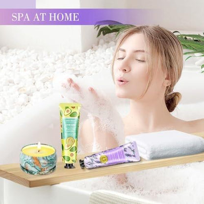 Gift Baskets for Women: Unique Candles & Hand Cream Lotion Gifts Set, Gifts for Mom, Teacher Appreciation Gifts, Relaxing Spa Holiday Gift Set, Birthday Gift for Wife Coworkers Friends, Nurse Gifts