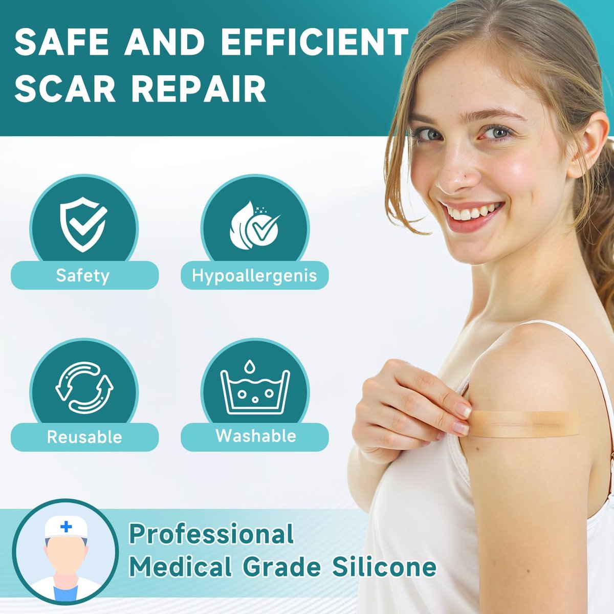 Pumkot Silicone Scar Sheets, Silicone Scar – Waterproof & Reusable: The tape is waterproof, allowing you to wear – Image 18