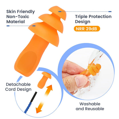 Ear Plugs for Noise Reduction, 10 Pairs Shooting Ear Protection for Gun Range, Hearing Protection for Shooters, Silicone Ear Plugs