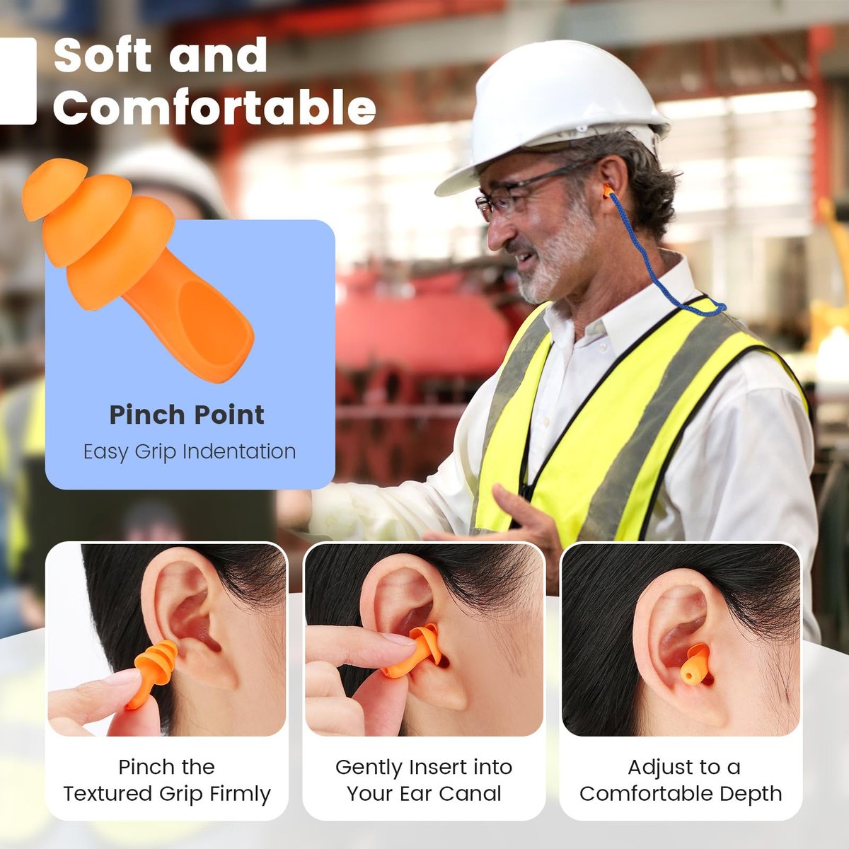 Ear Plugs for Noise Reduction, 10 Pairs Shooting Ear Protection for Gun Range, Hearing Protection for Shooters, Silicone Ear Plugs - görsel 8