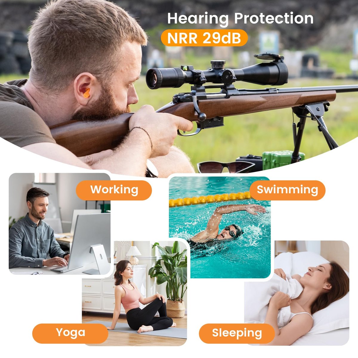 Ear Plugs for Noise Reduction, 10 Pairs Shooting Ear Protection for Gun Range, Hearing Protection for Shooters, Silicone Ear Plugs - görsel 10