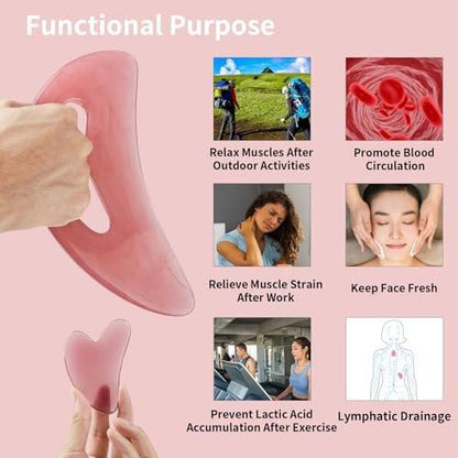 FDKJEJC Body Gua Sha Tool - Large Natural Resin Cellulite Guasha for Body, Back, Legs & Face - Lymphatic Drainage & Body Shaping (Pink)