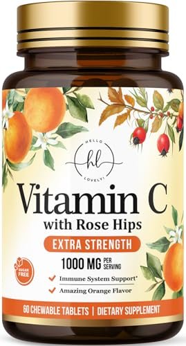 Vitamin C 1000mg Per Serving - Extra Strength with Rose Hips Bioflavonoids - Sugar Free Vitamin C Chewable Pills, Vit C Supplement for Immune Support & Antioxidant, USA Bottled - 60 Chewable Tablets - görsel 2