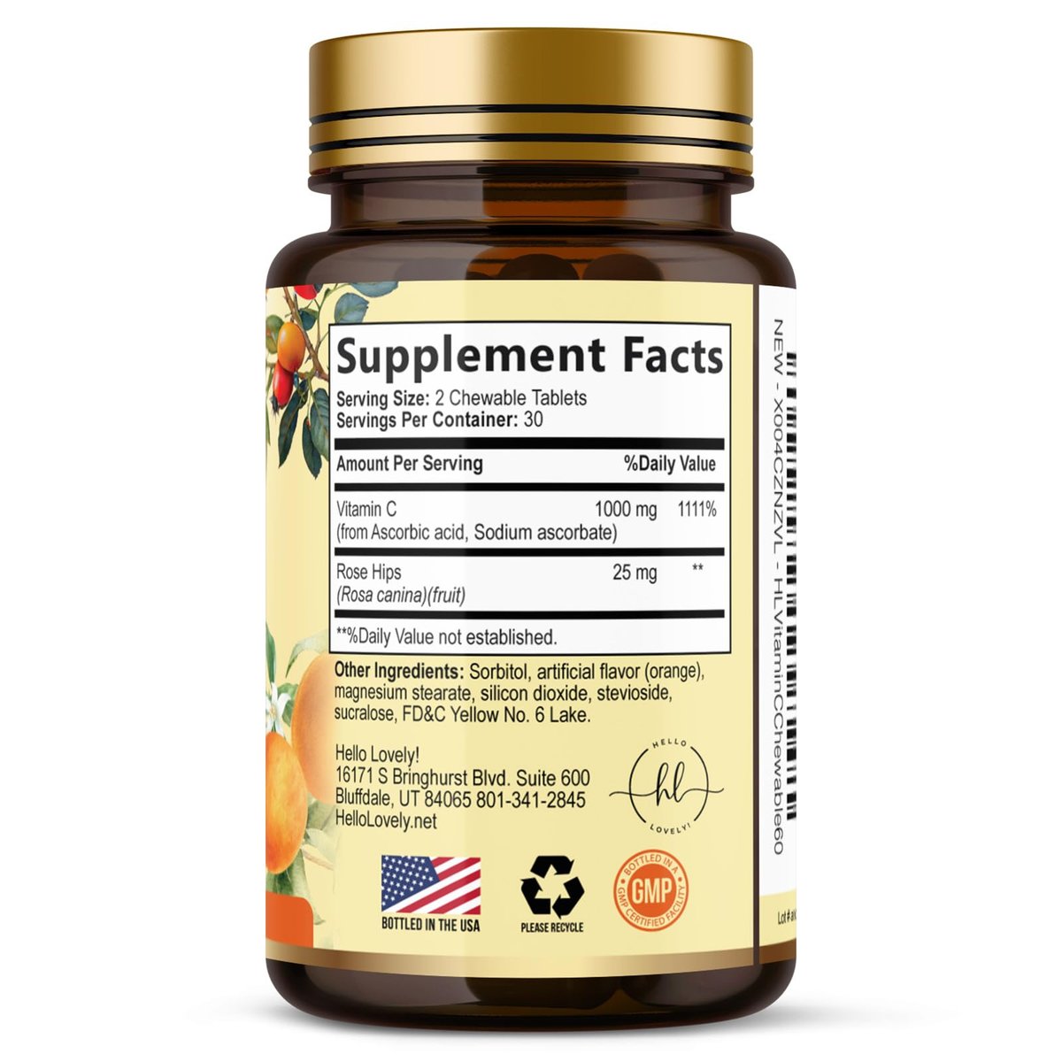 Vitamin C 1000mg Per Serving - Extra Strength with Rose Hips Bioflavonoids - Sugar Free Vitamin C Chewable Pills, Vit C Supplement for Immune Support & Antioxidant, USA Bottled - 60 Chewable Tablets - görsel 17