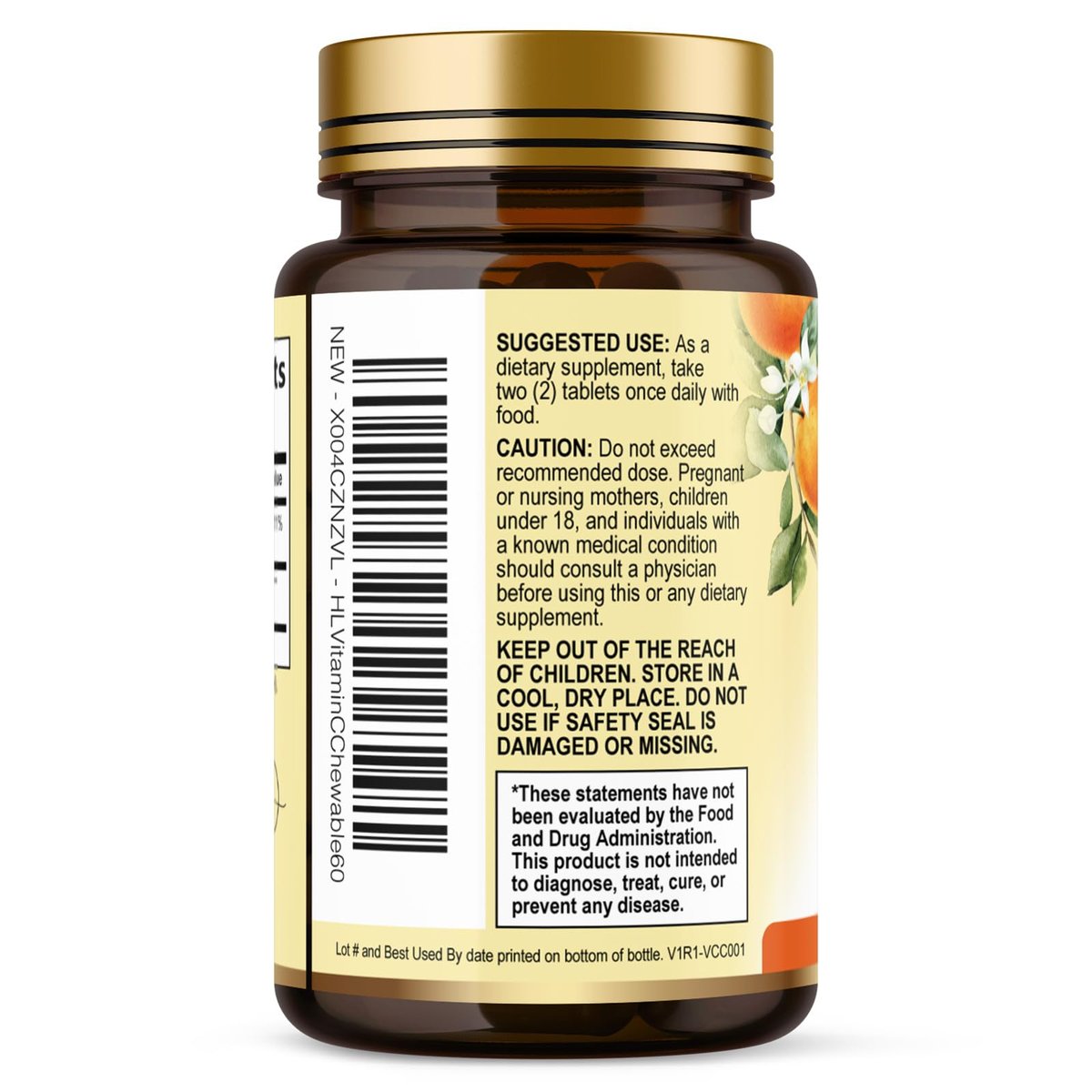 Vitamin C 1000mg Per Serving - Extra Strength with Rose Hips Bioflavonoids - Sugar Free Vitamin C Chewable Pills, Vit C Supplement for Immune Support & Antioxidant, USA Bottled - 60 Chewable Tablets - görsel 15
