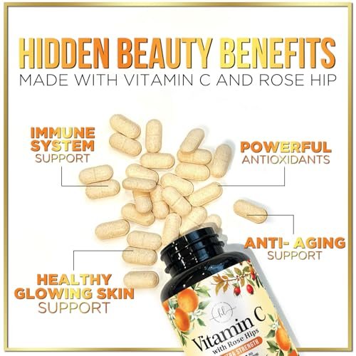 Vitamin C 1000mg Per Serving - Extra Strength with Rose Hips Bioflavonoids - Sugar Free Vitamin C Chewable Pills, Vit C Supplement for Immune Support & Antioxidant, USA Bottled - 60 Chewable Tablets - görsel 10