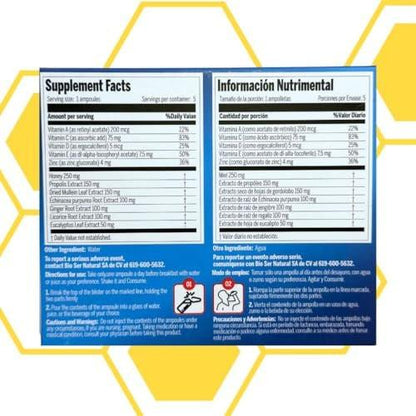 Aderogyl Oral Liquid Vitamins with A, C, D, E, Zinc, Bee Honey, Propolis, and Botanical Extracts - Natural Orange Flavor - 5 Immune Support Supplement Ampoules
