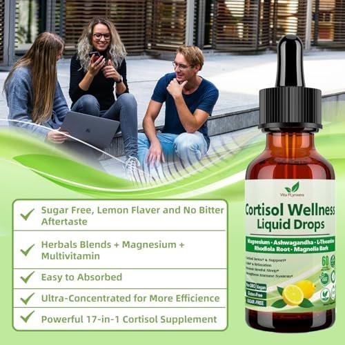 Vita PLynxera Cortisol Supplement Liquid Drops, 17-in-1 Cortisol Detox w. Magnesium Glycinate 400mg Ashwagandha, L-Theanine, Phosphatidylserine, Hormone Balanced for Women, Mood Focus, Sleep Support - görsel 4