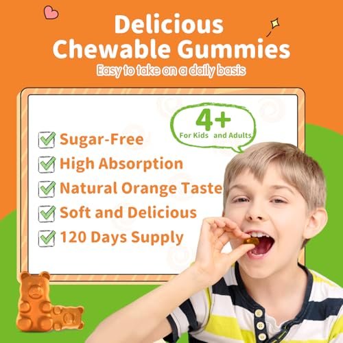 Magnesium Gummies for Kids - Magnesium Glycinate Gummies Supplement with L-Theanine, Vitamin B6, D3 for Adults & Kids, Calm Magnesium for Sleep, Relaxation, Brain, Bones, Sugar Free Orange 120ct - görsel 1