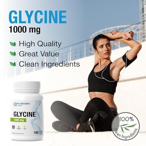 Puregen Labs Glycine 1000mg [High Potency] 100 Vegetarian Capsules, Promotes Healthy Rest | No Harmful Additives | Non-GMO, NO Gluten and Dairy - görsel 4
