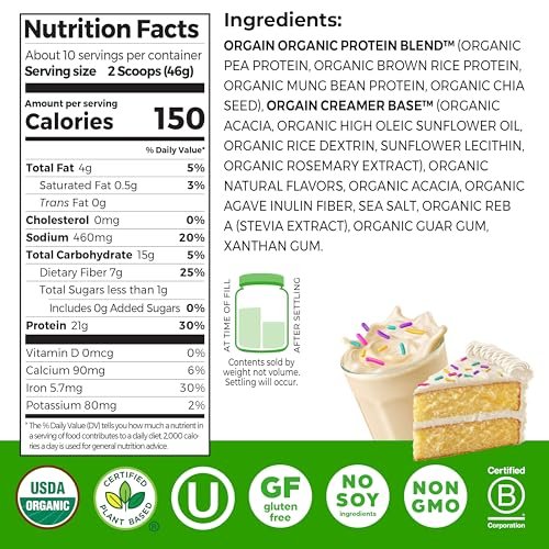 Orgain Organic Vegan Protein Powder, – No Added Sugar: Sweetened naturally with erythritol and monk fruit extract, – Image 4