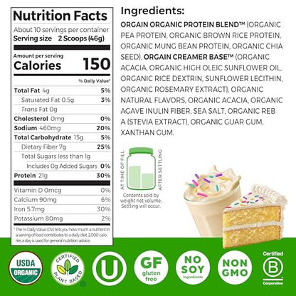 Orgain Organic Vegan Protein Powder, – No Added Sugar: Sweetened naturally with erythritol and monk fruit extract, – Image 4