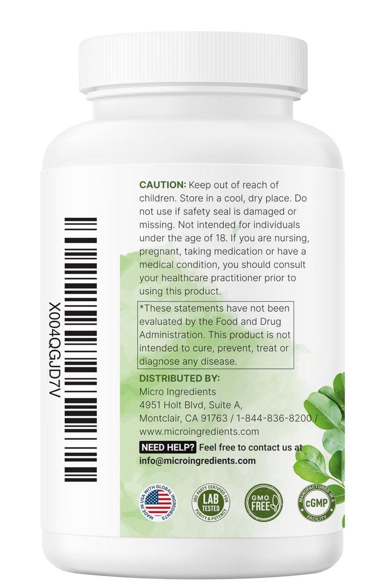 Micro Ingredients Moringa Oleifera | 300 Capsules with Supergreens Blend of Wheatgrass, Barley Grass, Spirulina, & Chlorella | Antioxidant Supplement, Energy, & Immune Support | Non-GMO - görsel 1