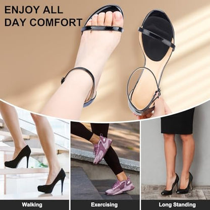 Comfowner Ball of Foot Cushions, Metatarsal Pads Women, High Heels Non-Slip Comfort Pads, Shoe Support for Metatarsalgia Mortons Neuroma Pain Relief (2 Pairs, Black)