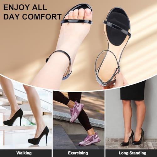 Comfowner Ball of Foot Cushions, Metatarsal Pads Women, High Heels Non-Slip Comfort Pads, Shoe Support for Metatarsalgia Mortons Neuroma Pain Relief (2 Pairs, Black) - görsel 12