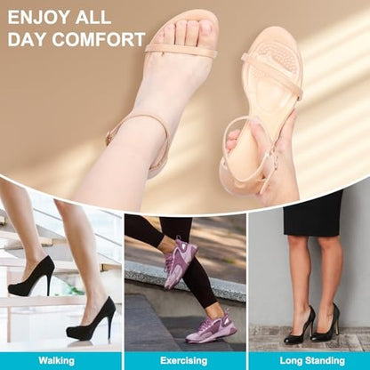 Comfowner Ball of Foot Cushions, Metatarsal Pads for Women, High Heels Non-Slip Comfort Pads, Shoe Support for Metatarsalgia Morton's Neuroma Pain Relief (2 Pairs, Crystal)