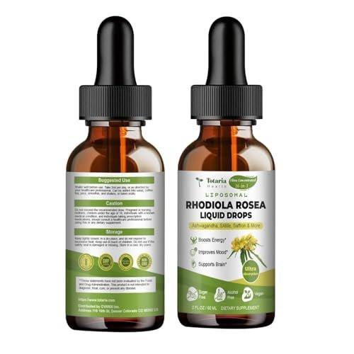 Totaria 16-in-1 Liposomal Rhodiola Rosea Supplement Tincture 1000mg, Ultra Strength Rhodiola 10:1 Root Extract w/Ashwagandha, Rhodiola Liquid Drops for Natural Relaxation, Mood, Energy, Alcohol-Free - görsel 15