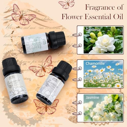 Essential Oils for Diffuser for Home and Hotel, Lavender, Jasmine, Rose, Chamomile, Sakura and Gardenia, Spring Premium Pure Flower Fragrance Essential Oil Set for Gifts-6×10ML