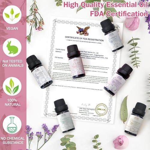 Essential Oils for Diffuser for Home and Hotel, Lavender, Jasmine, Rose, Chamomile, Sakura and Gardenia, Spring Premium Pure Flower Fragrance Essential Oil Set for Gifts-6×10ML - görsel 12
