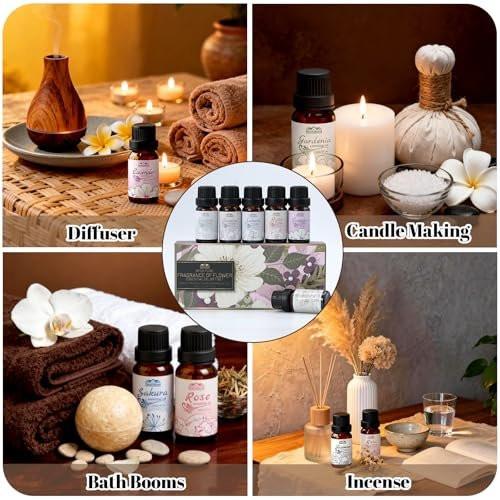 Essential Oils for Diffuser for Home and Hotel, Lavender, Jasmine, Rose, Chamomile, Sakura and Gardenia, Spring Premium Pure Flower Fragrance Essential Oil Set for Gifts-6×10ML - görsel 10