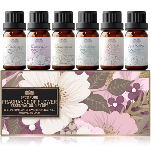 Essential Oils for Diffuser for Home and Hotel, Lavender, Jasmine, Rose, Chamomile, Sakura and Gardenia, Spring Premium Pure Flower Fragrance Essential Oil Set for Gifts-6×10ML - görsel 2