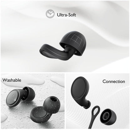 Jayine 2 Pairs Ear Plugs for Sleeping, Soft Full Silicone Ear Plugs for Noise Reduction 25dB, Reusable Hearing Protection Earplugs for Concert, Focus, Noise Sensitivity, 8 Ear Tips in S/M/L - Black