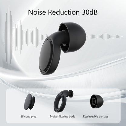 Jayine 2 Pairs Ear Plugs for Sleeping, Soft Full Silicone Ear Plugs for Noise Reduction 25dB, Reusable Hearing Protection Earplugs for Concert, Focus, Noise Sensitivity, 8 Ear Tips in S/M/L - Black