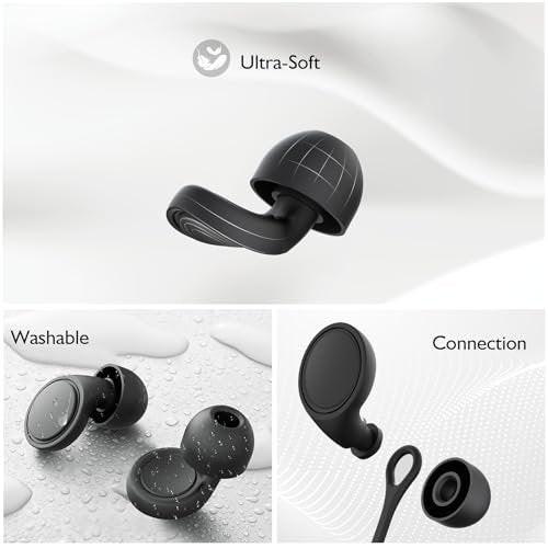 Jayine 2 Pairs Ear Plugs for Sleeping, Soft Full Silicone Ear Plugs for Noise Reduction 25dB, Reusable Hearing Protection Earplugs for Concert, Focus, Noise Sensitivity, 8 Ear Tips in S/M/L - Black - görsel 10