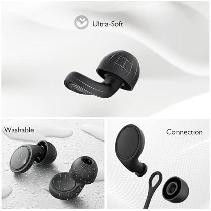 Jayine 2 Pairs Ear Plugs for Sleeping, Soft Full Silicone Ear Plugs for Noise Reduction 25dB, Reusable Hearing Protection Earplugs for Concert, Focus, Noise Sensitivity, 8 Ear Tips in S/M/L - Black