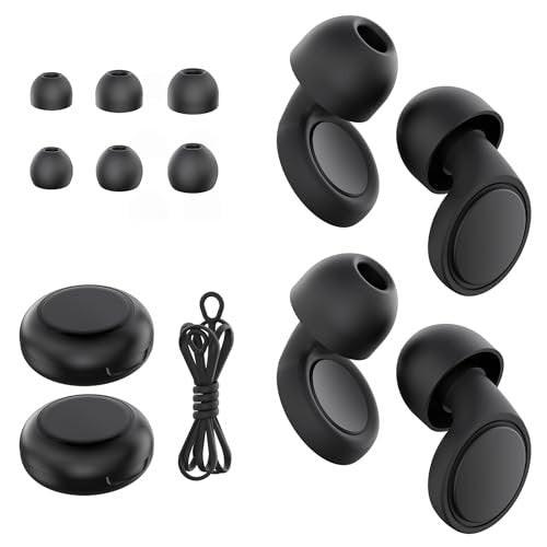 Jayine 2 Pairs Ear Plugs for Sleeping, Soft Full Silicone Ear Plugs for Noise Reduction 25dB, Reusable Hearing Protection Earplugs for Concert, Focus, Noise Sensitivity, 8 Ear Tips in S/M/L - Black - görsel 2