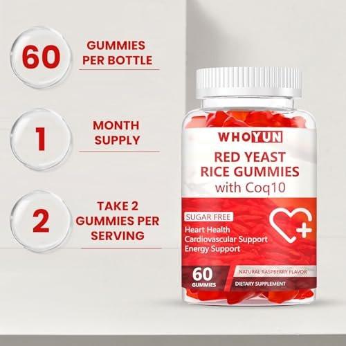 Whoyun Red Yeast Rice with Coq10 Gummies Sugar Free, Red Yeast Rice Supplement - görsel 2