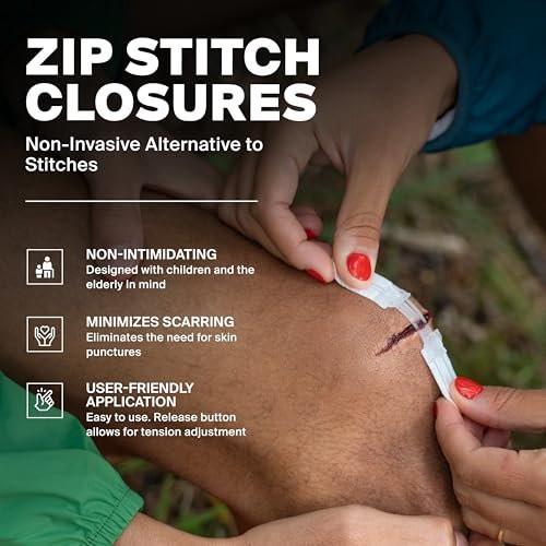 SurviveX Zip Stitch Wound Closure Strips - First Aid Kit - Repair Wounds Without Stitches - Zipstitch Sutures - Laceration Closures - 3 PCS - görsel 8