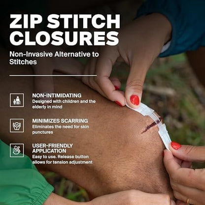 SurviveX Zip Stitch Wound Closure Strips - First Aid Kit - Repair Wounds Without Stitches - Zipstitch Sutures - Laceration Closures - 3 PCS
