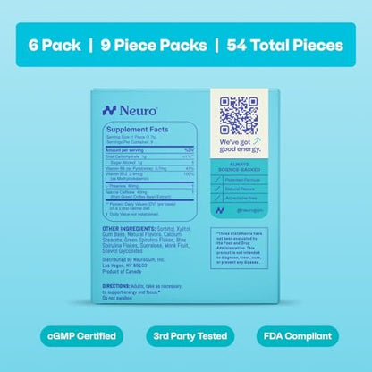 Neuro Energy & Focus Mints - Sugar Free Breath Mints with 40mg Natural Caffeine, B Vitamins & L-Theanine - Vegan Brain Supplement for Exercise, Study & Daily Focus - Wintergreen, 72 ct