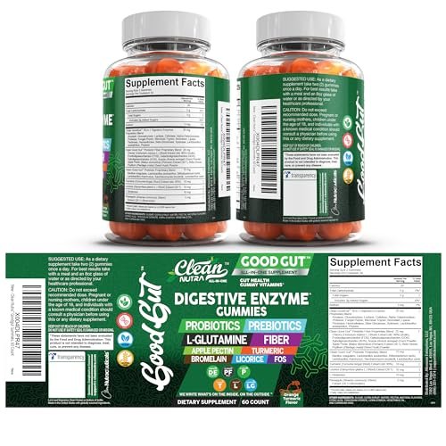 Clean Nutraceuticals Digestive Enzymes with Probiotics & Prebiotics for Digestive Health Gummies & L-Glutamine for Gut Health Bromelain Apple Pectin Inulin FOS Plant Based Vegan Gummy Vitamins - görsel 6