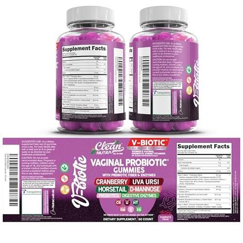 Clean Nutra Vbiotic Gummies - Cranberry, Horsetail, D-Mannose, UVA-Ursi, Probiotic Blend, Enzyme Blend (60 Count, 2-Pack) - görsel 2