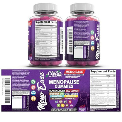 Menopause Supplement For Women Gummies with Black Cohosh, Wild Yam, Magnesium, Red Clover For Menopause Relief Hormone Balance Night Sweats Mood Plus Bergamot, Vitamin D3, Vitamin B12, Vitamin B6 Clean