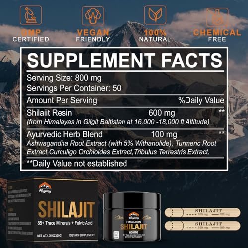 Shilajit Pure Himalayan Organic Resin - 800mg Gold Grade Shilajit Resin with Fulvic Acid & 85+ Trace Minerals Complex for Energy, Strength & Immunity, Shilajit for Men & Women, 800mg - görsel 13